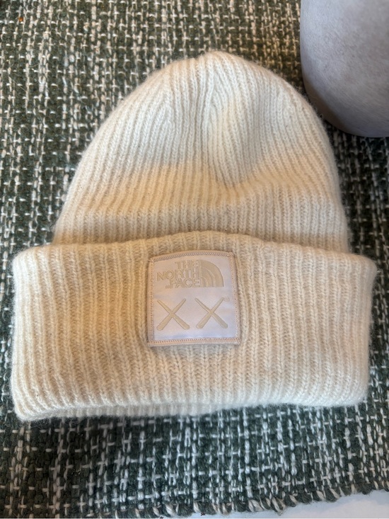 The North Face Other - The North Face Cream Ribbed Knit Beanie with XX Patch